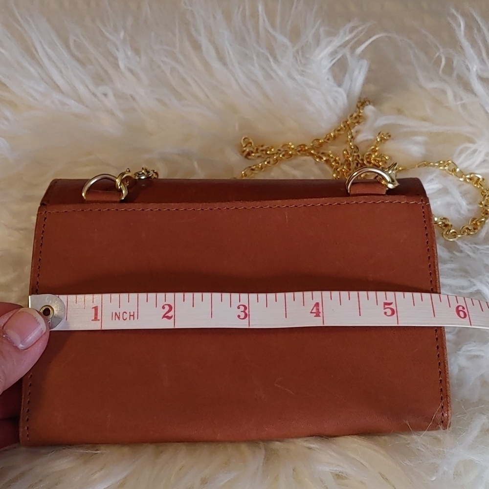 🌻Genuine Brown Leather Wallet with Detachable Crossbody Chain - Picture 7 of 11